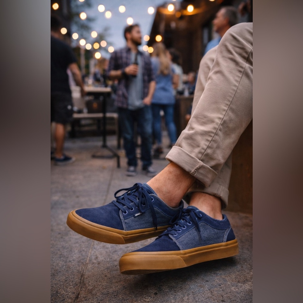 Vans Chukka Low Pro Denim Suede Gum Sole Skate Shoes Blue Men’s 6.5